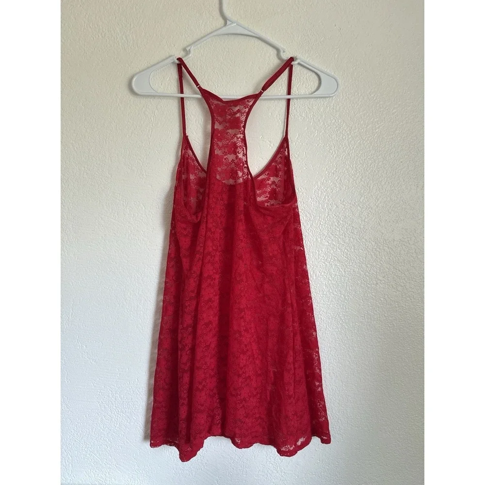 In Bloom Jonquil Nightie Size Large Red Lace Chemise Slip Dress Sexy Lingerie